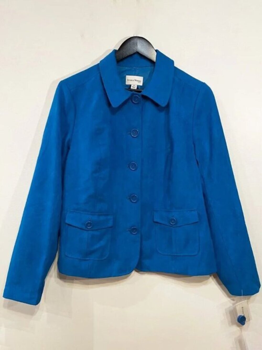 NEW Vintage Faux Suede Jacket Turquoise Studio Works 12P, Large